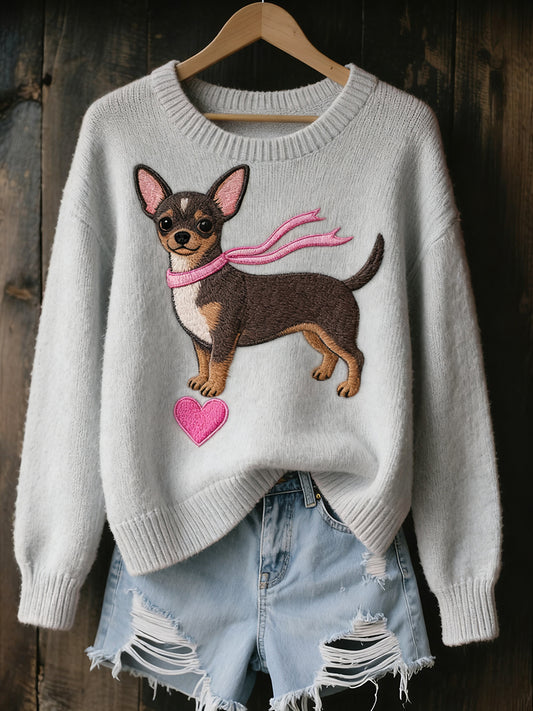 Γυναικείο Vintage Art ζώο εκτύπωση Άνετο πλεκτό πουλόβερ πουλόβερ