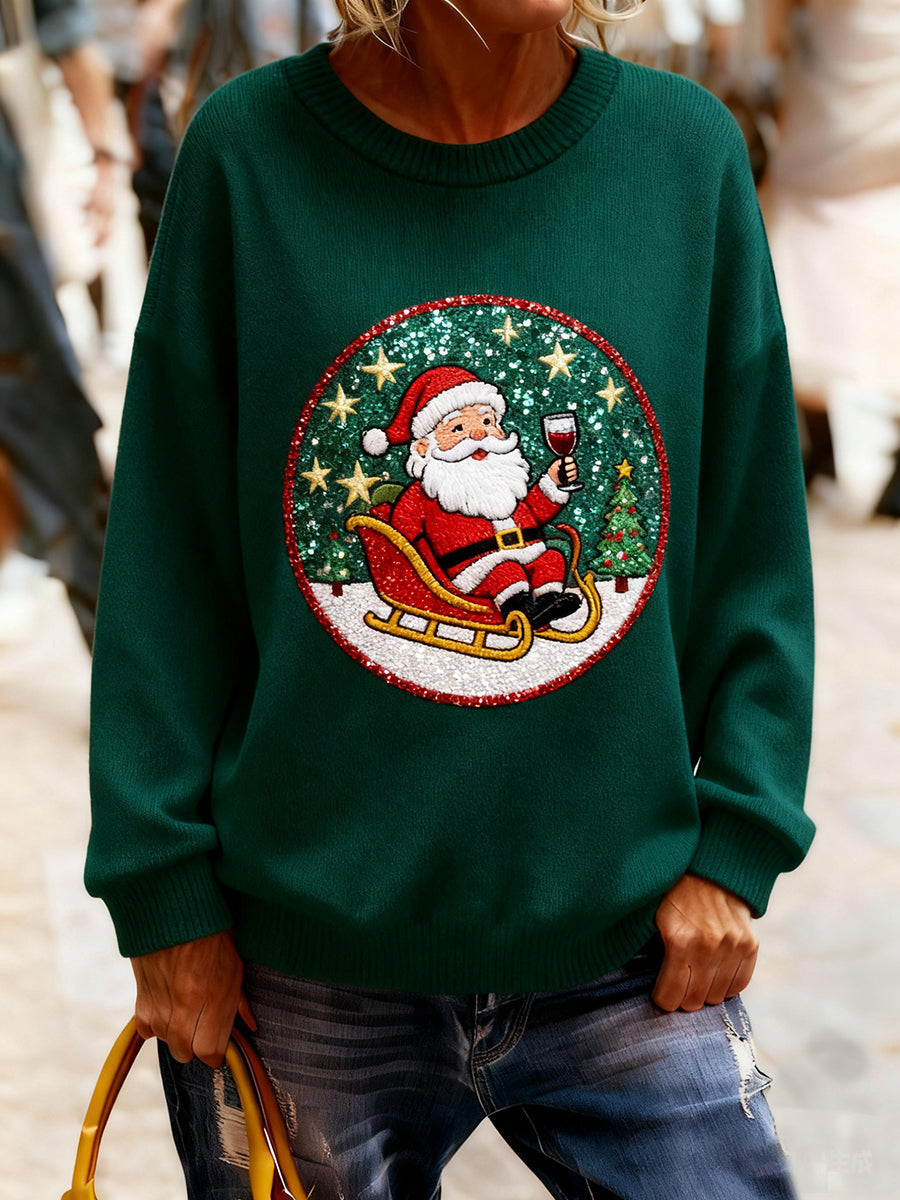 Γυναικείο Vintage Χριστούγεννα Τέχνη Εκτύπωση Άνετο πλεκτό πουλόβερ πουλόβερ