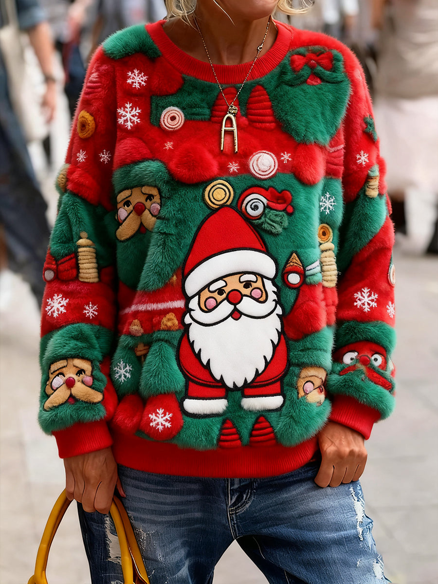 Γυναικείο Vintage Χριστούγεννα Τέχνη Εκτύπωση Άνετο πλεκτό πουλόβερ πουλόβερ