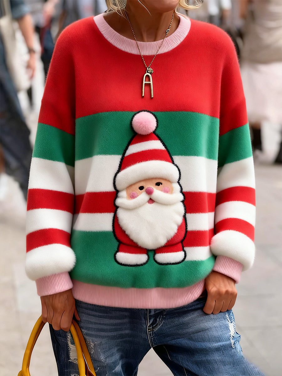 Γυναικείο Vintage Χριστούγεννα Τέχνη Εκτύπωση Άνετο πλεκτό πουλόβερ πουλόβερ