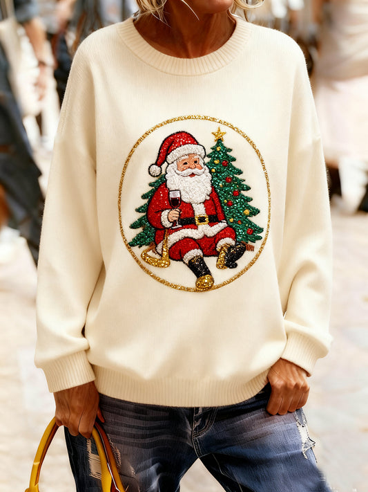 Γυναικείο Vintage Χριστούγεννα Τέχνη Εκτύπωση Άνετο πλεκτό πουλόβερ πουλόβερ