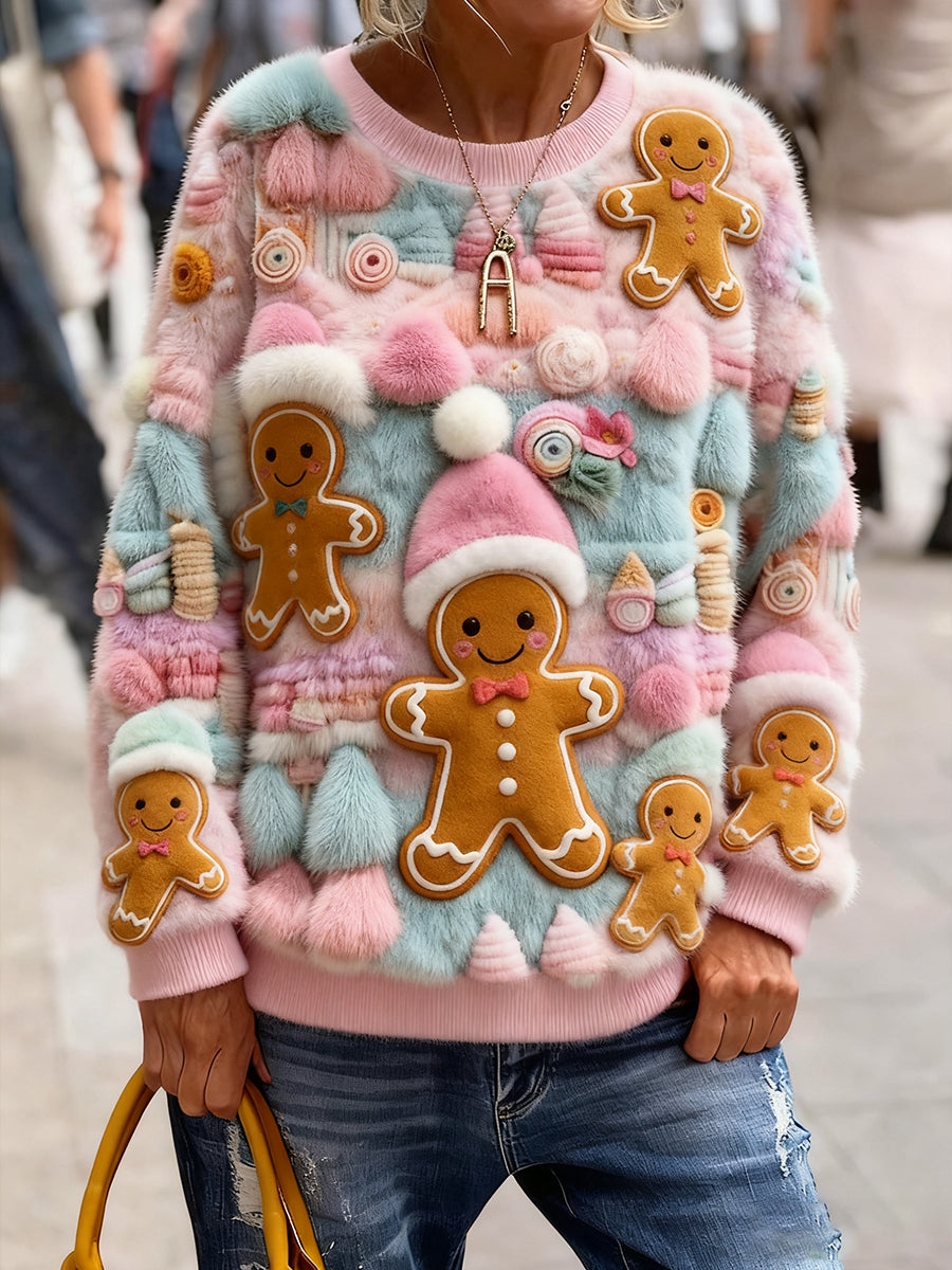 Γυναικείο Vintage Χριστούγεννα Τέχνη Εκτύπωση Άνετο πλεκτό πουλόβερ πουλόβερ