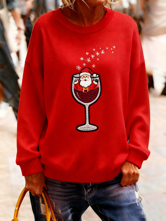 Γυναικείο Vintage Χριστούγεννα Τέχνη Εκτύπωση Άνετο πλεκτό πουλόβερ πουλόβερ