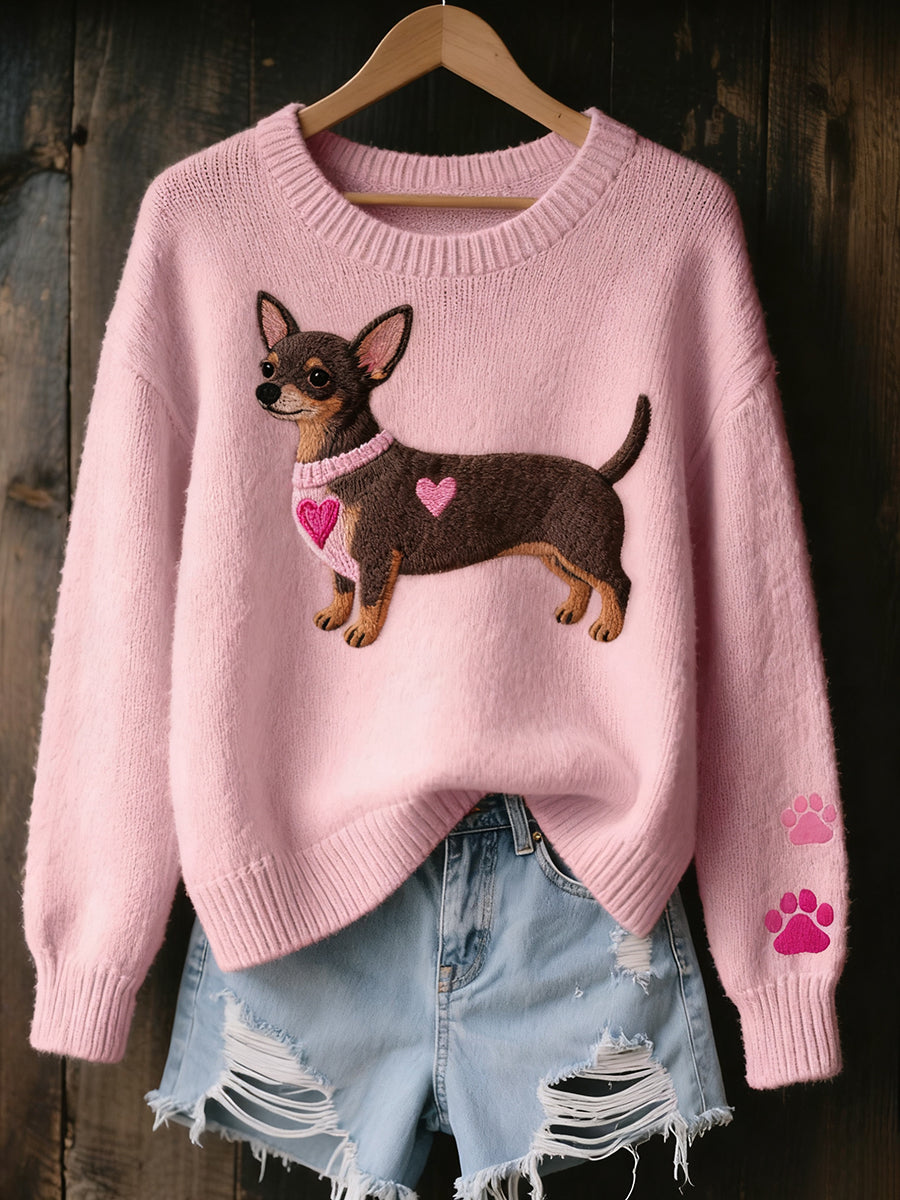 Γυναικείο Vintage Art ζώο Εκτύπωση Άνετο πλεκτό πουλόβερ πουλόβερ