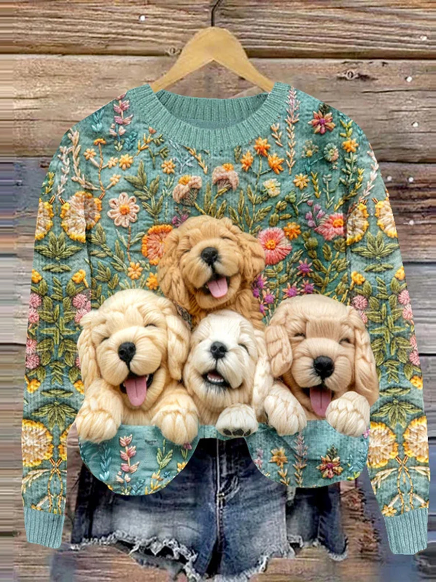 Γυναικείο Vintage ζώα εκτύπωση άνεση περιστατικό πουλόβερ άνετα