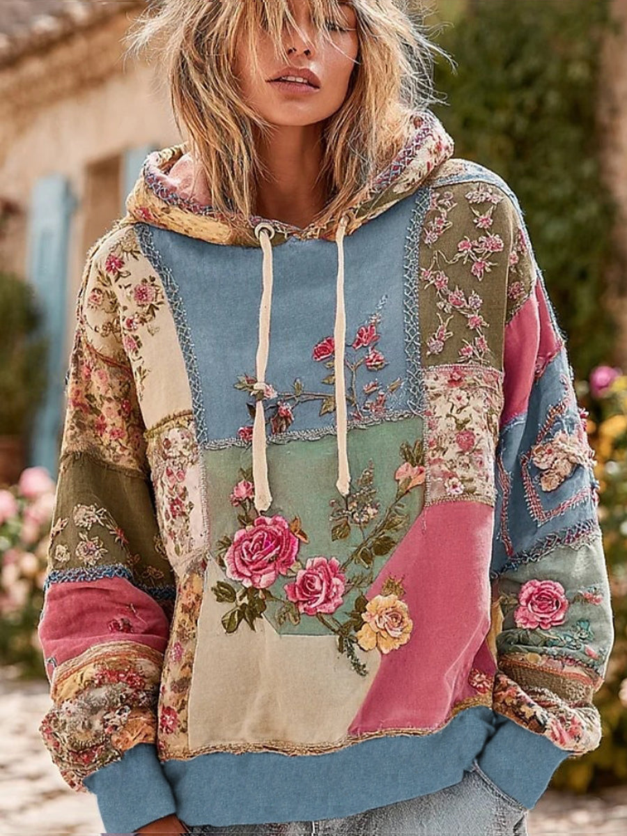 Γυναικείο Vintage Floral Εκτύπωση άνεση κουκουλοφόρο