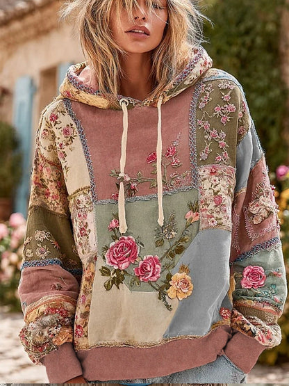 Γυναικείο Vintage Floral Εκτύπωση άνεση κουκουλοφόρο