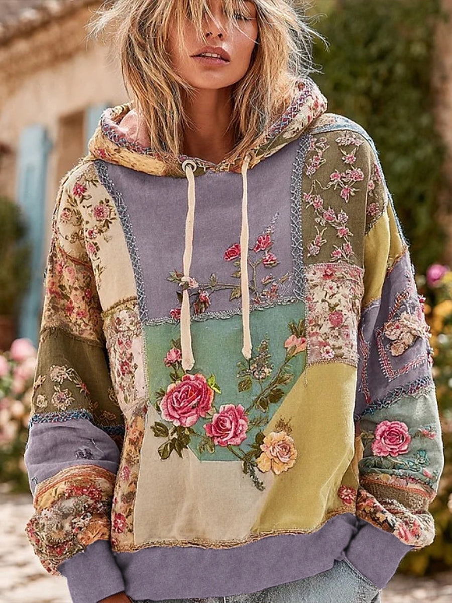 Γυναικείο Vintage Floral Εκτύπωση άνεση κουκουλοφόρο