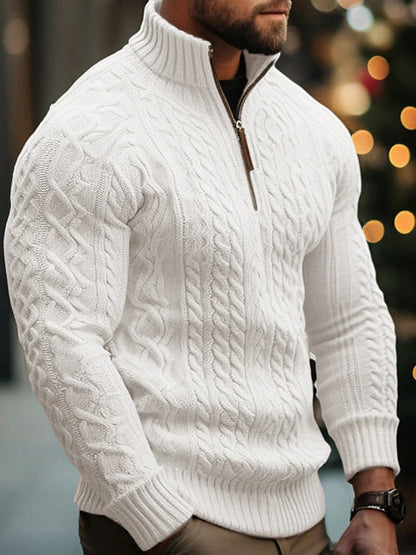 Ανδρικά μισό Zip Jacket στερεό χρώμα πυκνωμένο άνετο πουλόβερ.