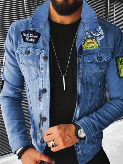 Ανδρικά Faux Μαλλί Πυκνωμένο Denim σακάκι.