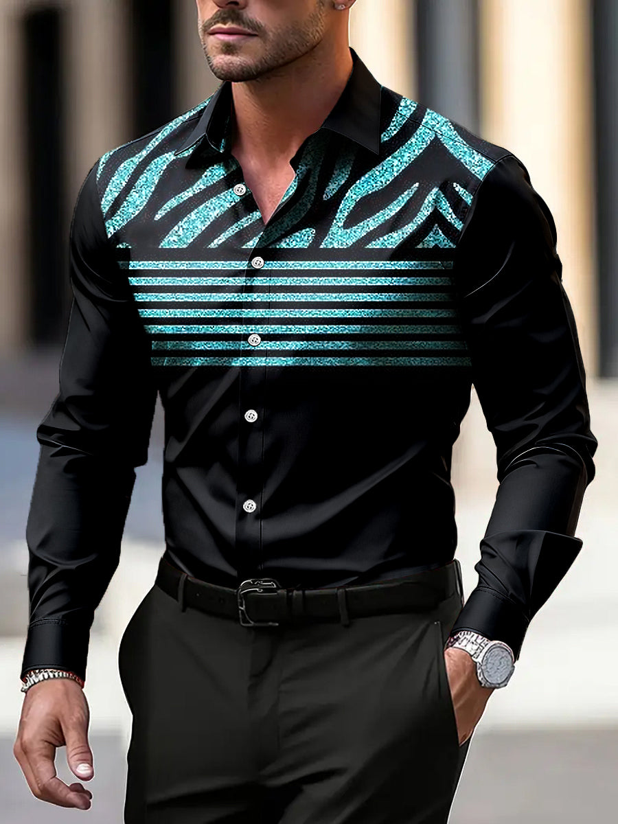 Ανδρικά-Στυλ Λεοπάρδαλη Εκτύπωση επιχειρήσεων Casual πουκάμιση