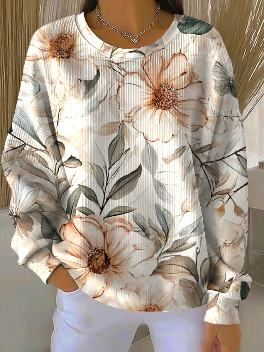 Γυναικείο Vintage Ελαιογραφία Ζωγραφική ανθρωπίνη περιστασιακό Crewneck πουλόβερα