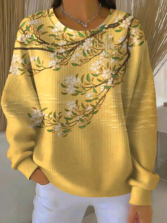 Γυναικεία αφηρημένη ανθρακική εκτύπωση περιστασιακό Crewneck Sweatshirt