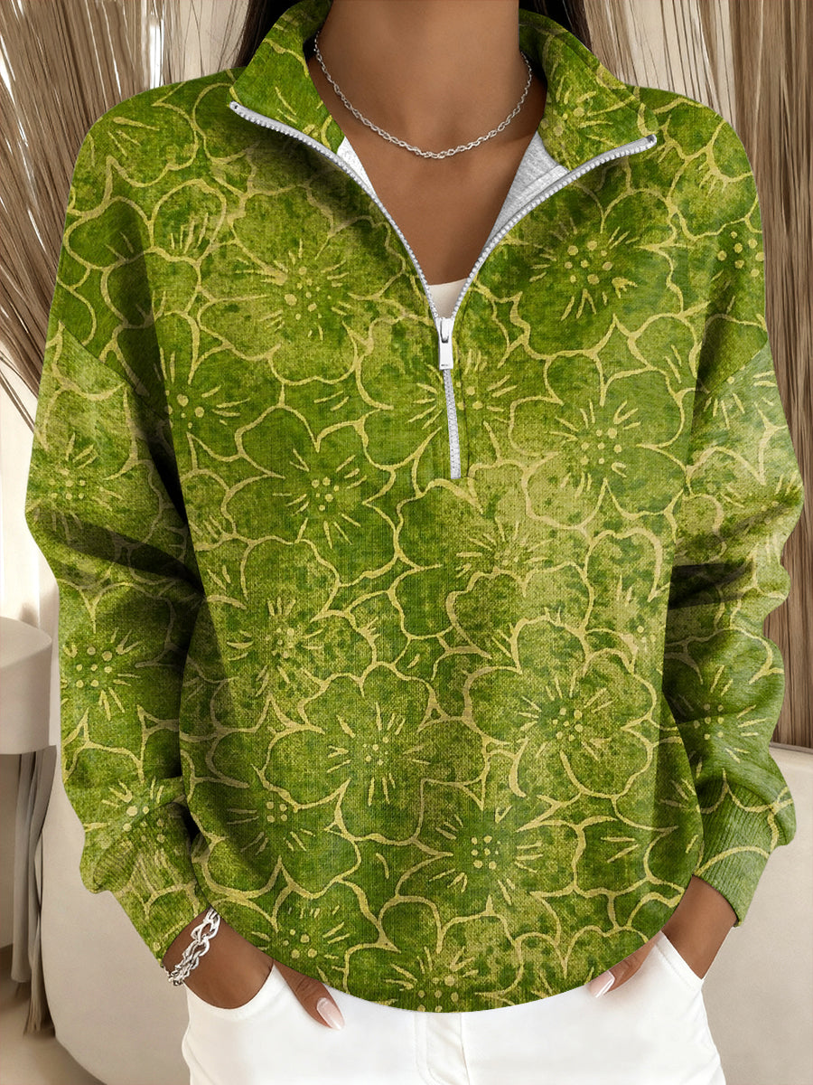 Γυναικείο αφηρημένη ανθοπωλεία τέχνη Zip-Up Sweatshirt