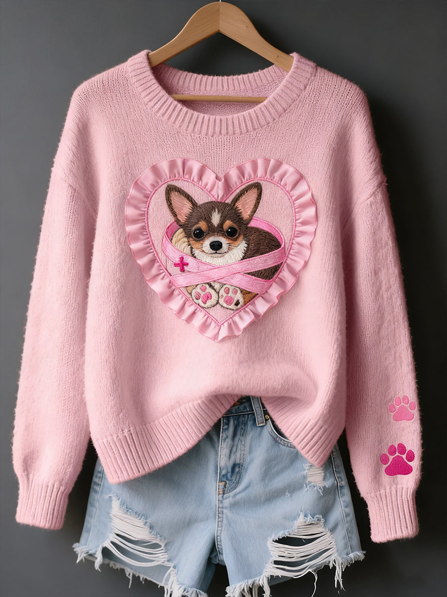 Γυναικείο Vintage Art ζώο Εκτύπωση Άνετο πλεκτό πουλόβερ πουλόβερ