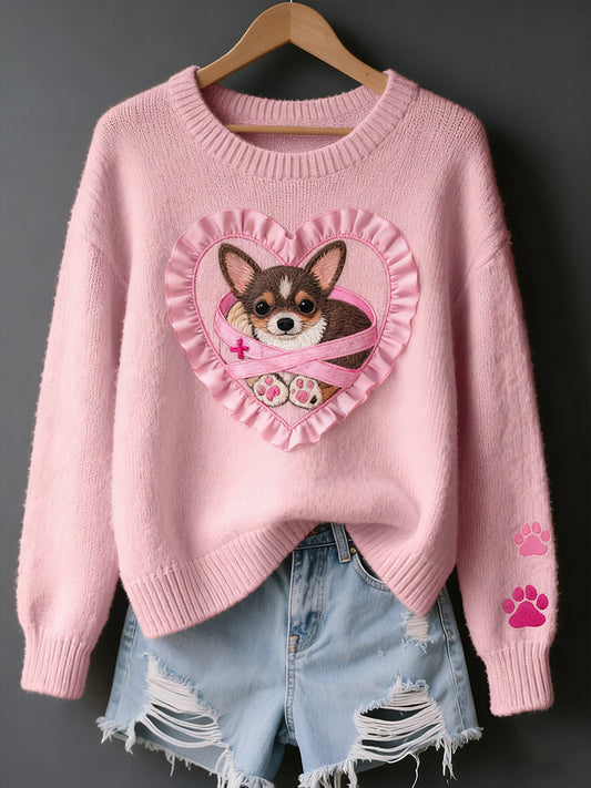 Γυναικείο Vintage Art ζώο Εκτύπωση Άνετο πλεκτό πουλόβερ πουλόβερ