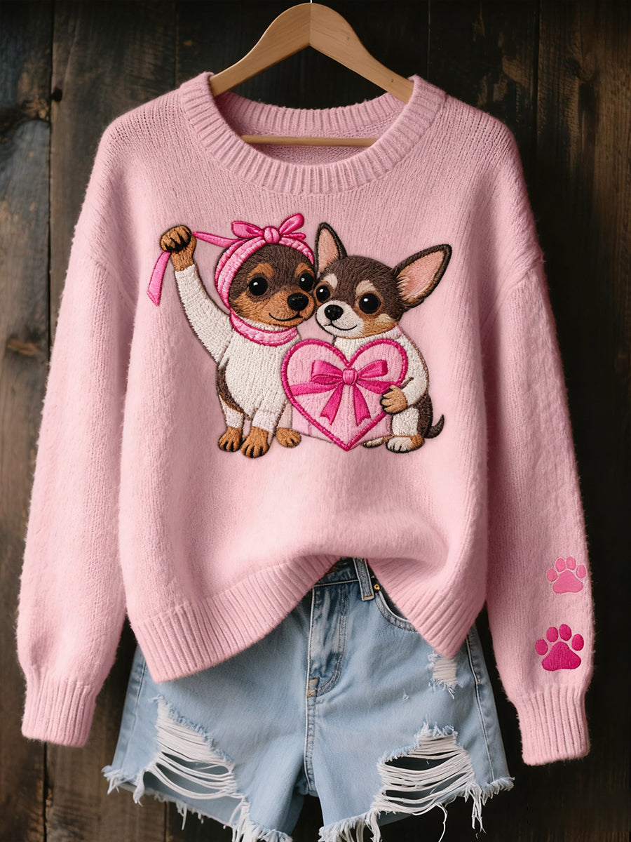 Γυναικείο Vintage Art ζώο Εκτύπωση Άνετο πλεκτό πουλόβερ πουλόβερ