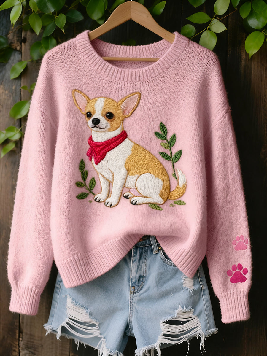 Γυναικείο Vintage Art ζώο Εκτύπωση Άνετο πλεκτό πουλόβερ πουλόβερ