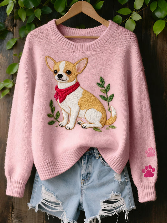 Γυναικείο Vintage Art ζώο Εκτύπωση Άνετο πλεκτό πουλόβερ πουλόβερ