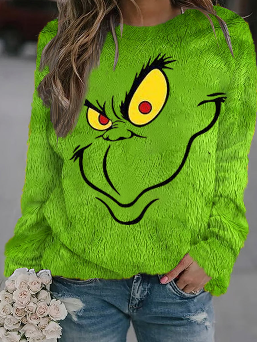 Γυναικεία Retro Χριστουγεννιάτικη τέχνη Εκτύπωση Καθαρό Φούτεργο