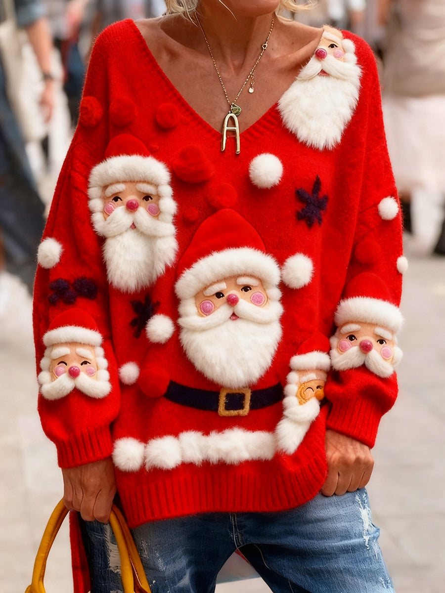 Γυναικείο Vintage Χριστούγεννα Τέχνη Εκτύπωση Άνετο πλεκτό κορυφή