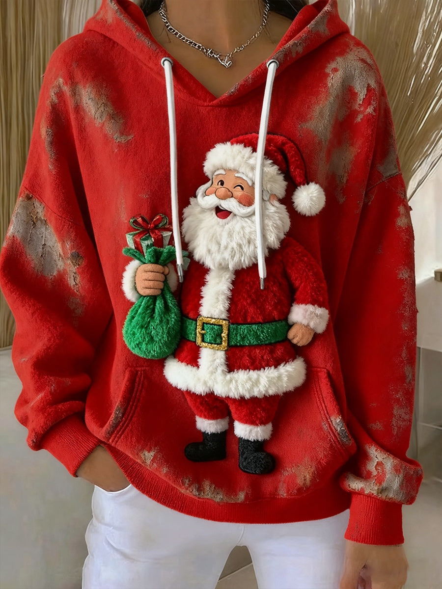 Γυναικεία Retro Χριστουγεννιάτικη τέχνη Εκτύπωση Καθαρό Φούτεργο