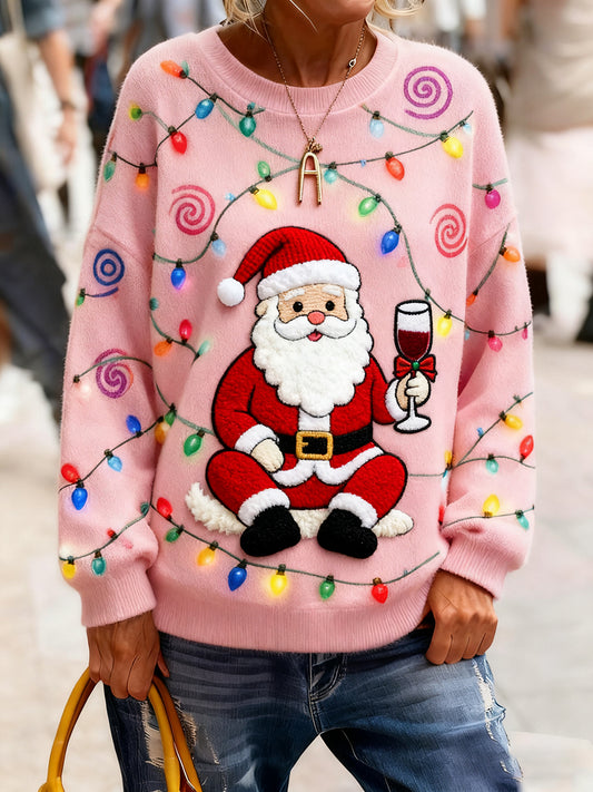 Γυναικείο Vintage Χριστούγεννα Τέχνη Εκτύπωση Άνετο πλεκτό πουλόβερ πουλόβερ