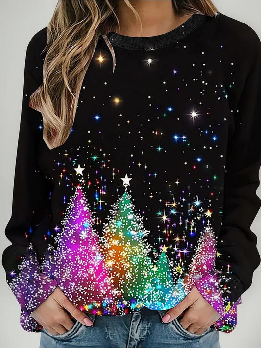 Γυναικεία Retro Χριστουγεννιάτικη τέχνη Εκτύπωση Καθαρό Φούτεργο