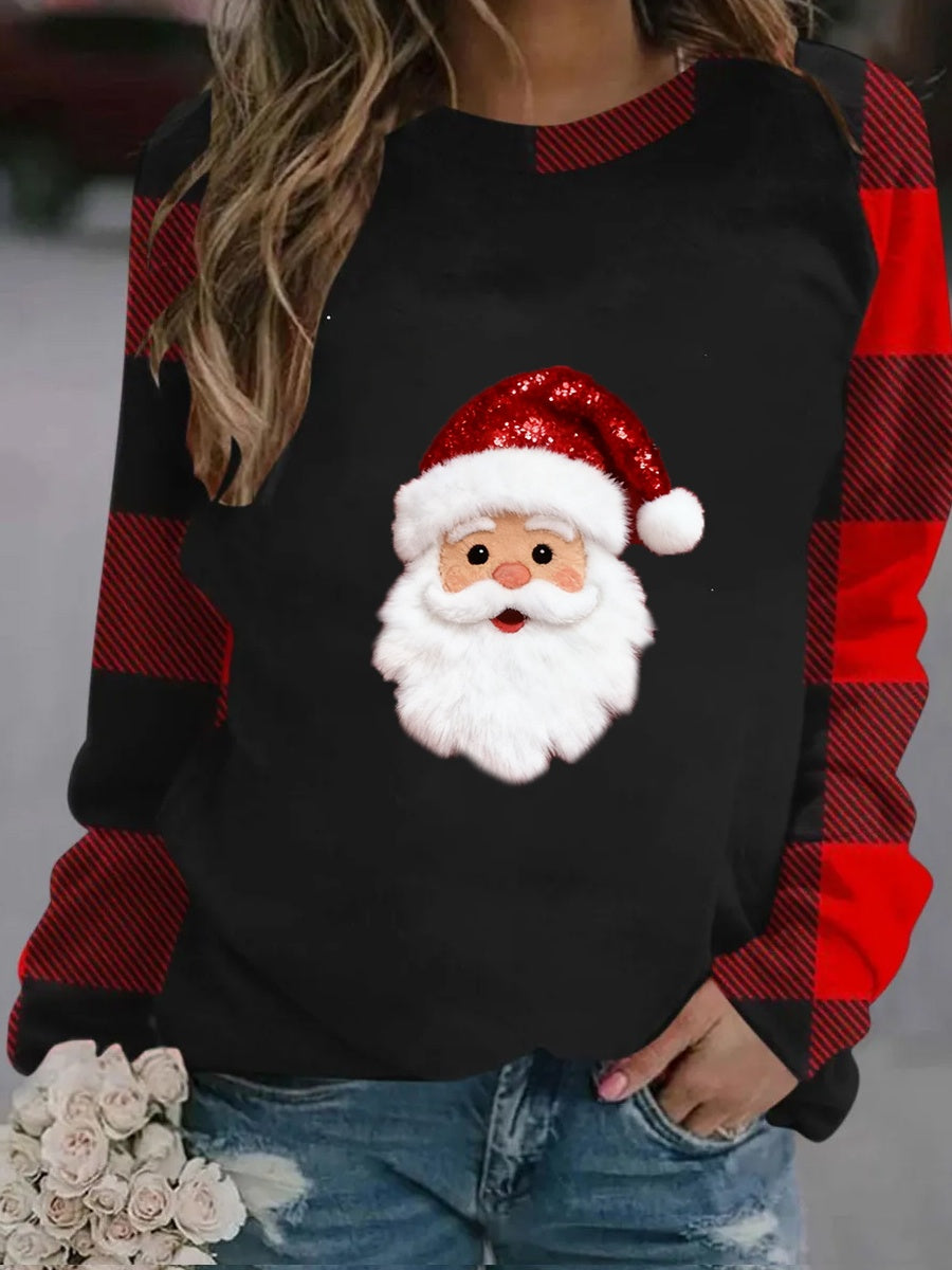 Γυναικεία Retro Χριστουγεννιάτικη τέχνη Εκτύπωση Καθαρό Φούτεργο