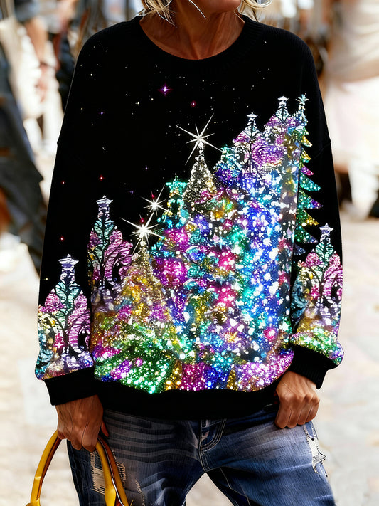 Γυναικείο Vintage Χριστούγεννα Τέχνη Εκτύπωση Άνετο πλεκτό πουλόβερ πουλόβερ