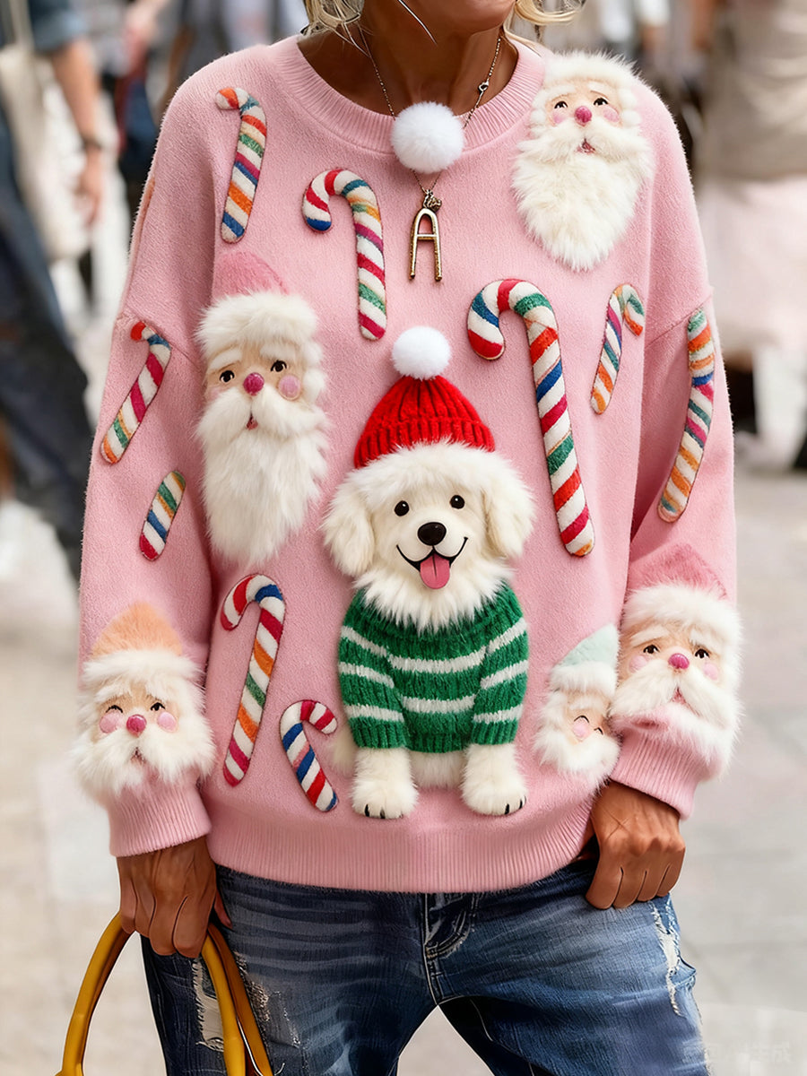 Γυναικείο Vintage Χριστούγεννα Τέχνη Εκτύπωση Άνετο πλεκτό πουλόβερ πουλόβερ
