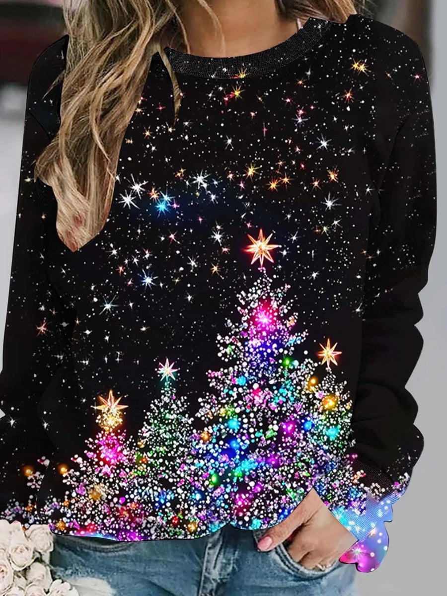 Γυναικεία Retro Χριστουγεννιάτικη τέχνη Εκτύπωση Καθαρό Φούτεργο