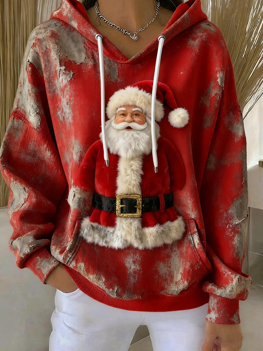 Γυναικεία Retro Χριστουγεννιάτικη τέχνη Εκτύπωση Καθαρό Φούτεργο