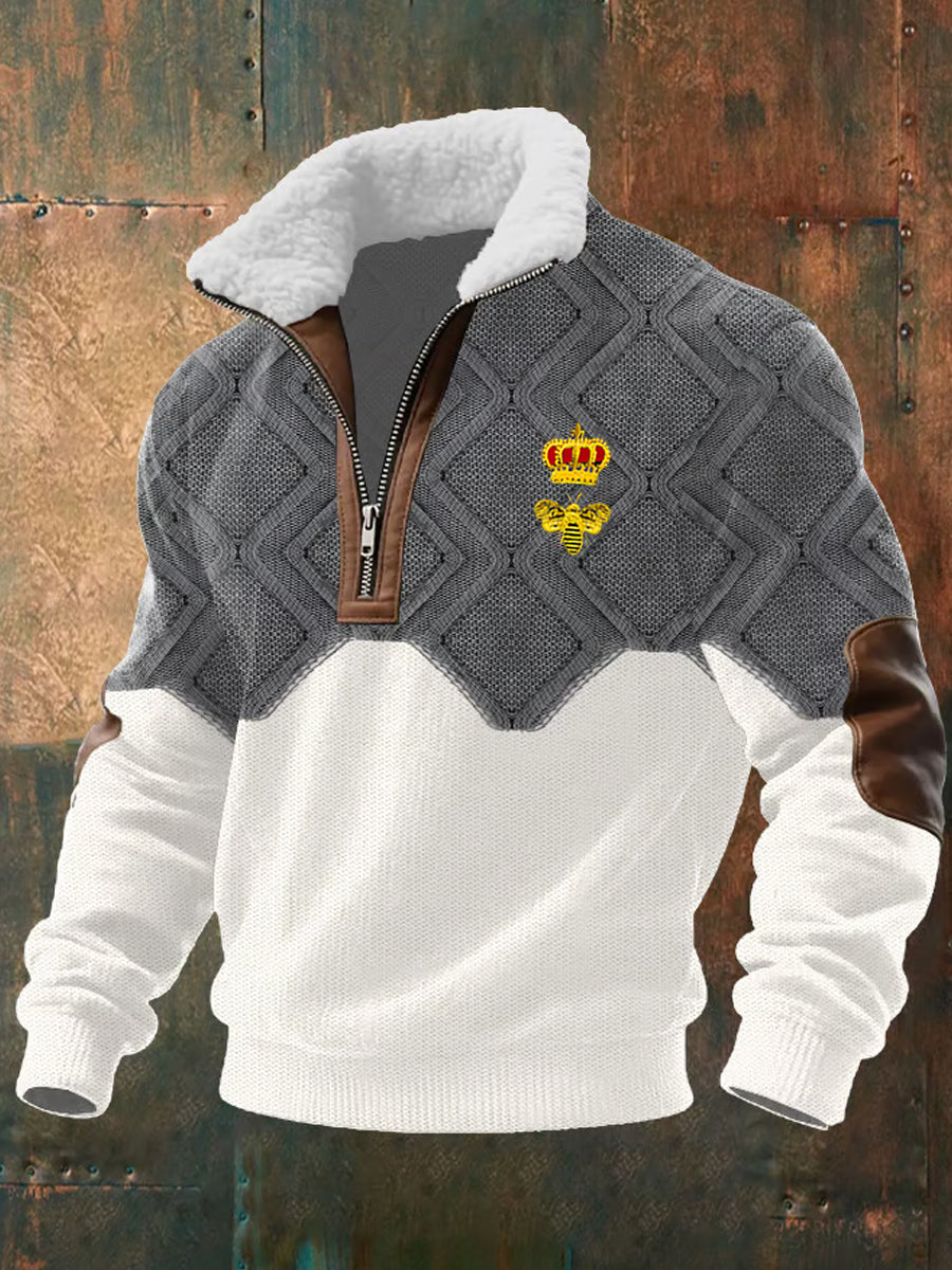 Ανδρών Retro Επιχειρηματικό Πυκνωμένο Φούτερ.