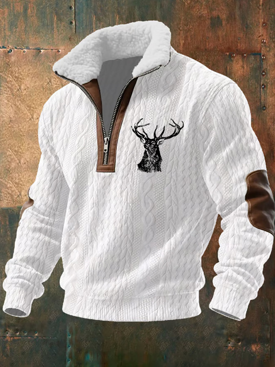 Ανδρικά Retro Δυτική Τέχνη Εκτύπωση Casual φερμουάρ γούνας κολάρο