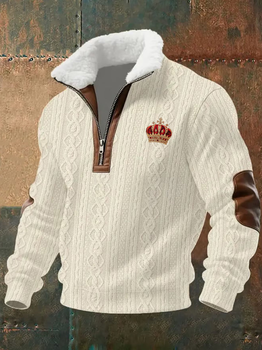 Ανδρών Retro Επιχειρηματικό Πυκνωμένο Φούτερ.