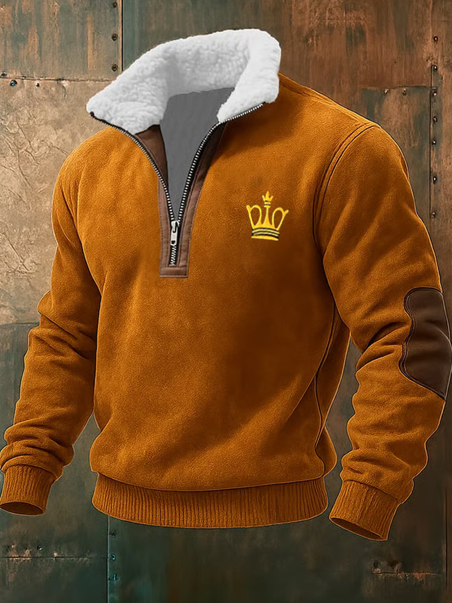 Ανδρών Retro Επιχειρηματικό Πυκνωμένο Φούτερ.