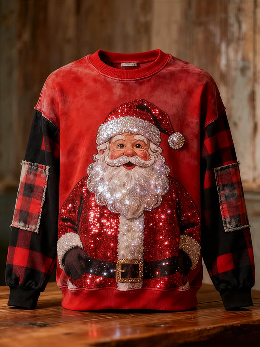 Ανδρικά Retro Χριστουγεννιάτικη τέχνη Εκτύπωση Καθαρό Φούτεργο