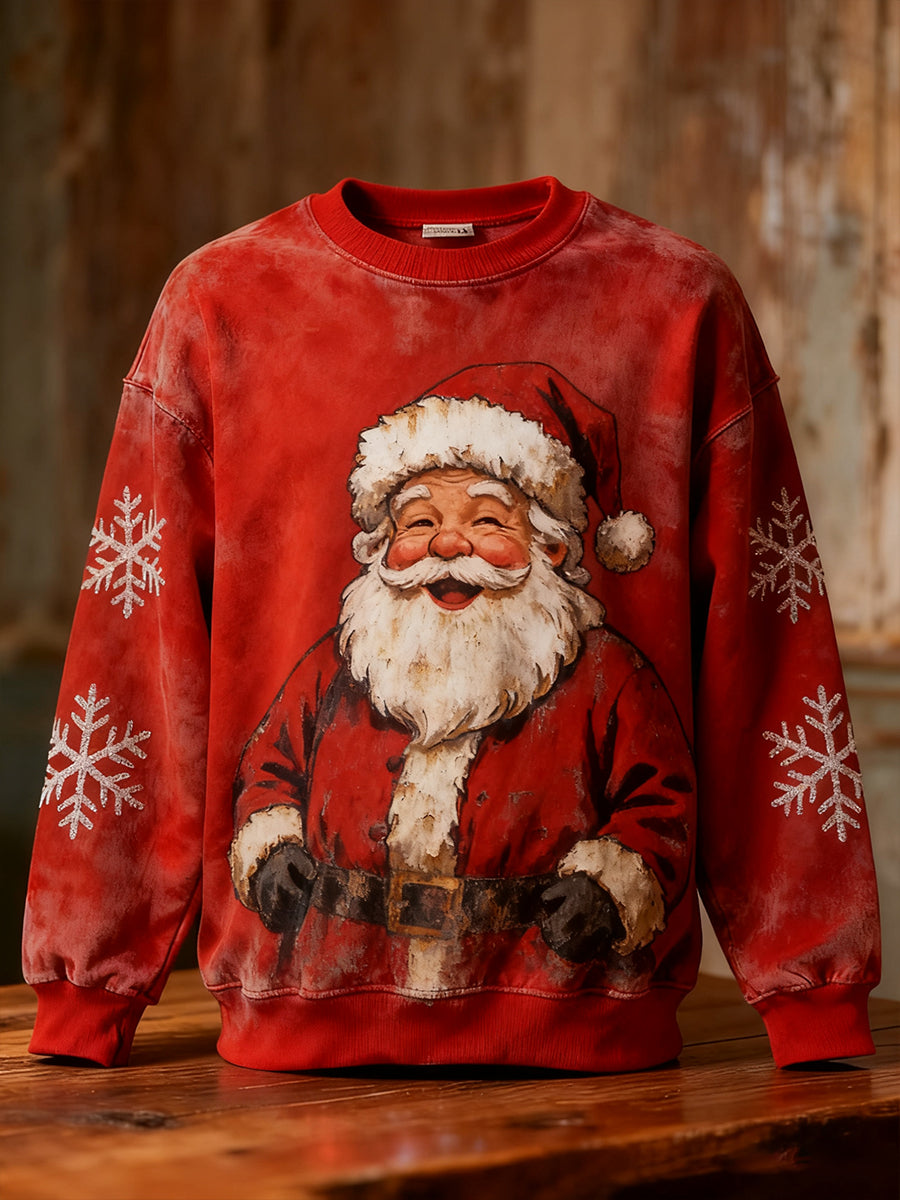 Ανδρικά Retro Χριστουγεννιάτικη τέχνη Εκτύπωση Καθαρό Φούτεργο