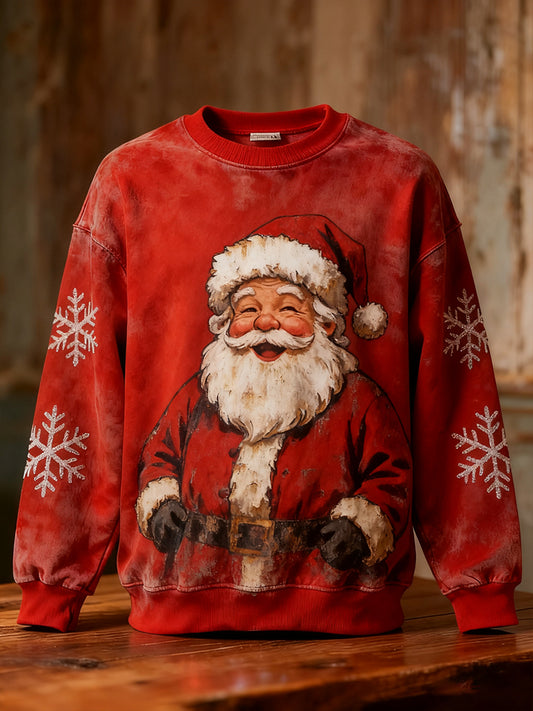 Ανδρικά Retro Χριστουγεννιάτικη τέχνη Εκτύπωση Καθαρό Φούτεργο