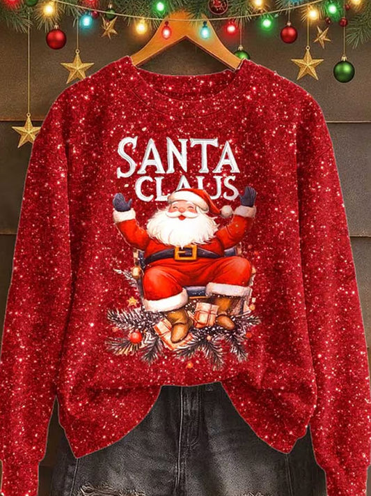 Γυναικεία Retro Χριστουγεννιάτικη τέχνη Εκτύπωση Καθαρό Φούτεργο