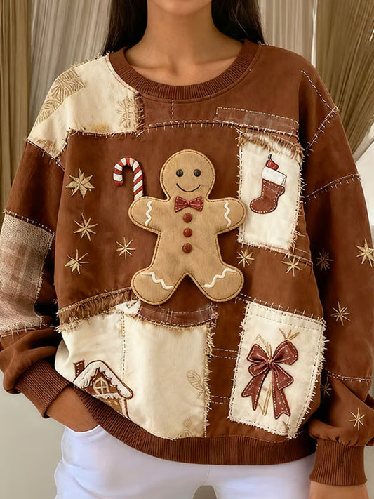 Γυναικεία Retro Χριστουγεννιάτικη τέχνη Εκτύπωση Καθαρό Φούτεργο