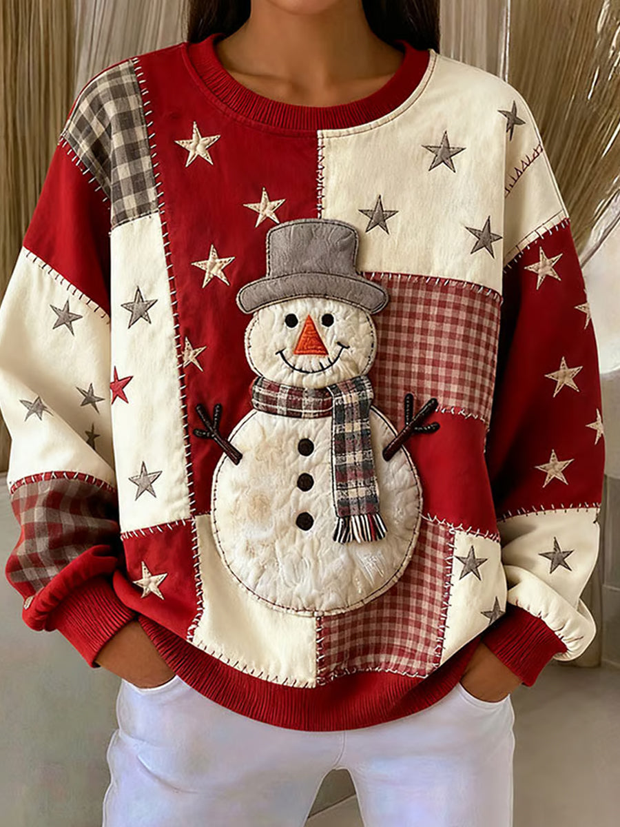 Γυναικεία Retro Χριστουγεννιάτικη τέχνη Εκτύπωση Καθαρό Φούτεργο