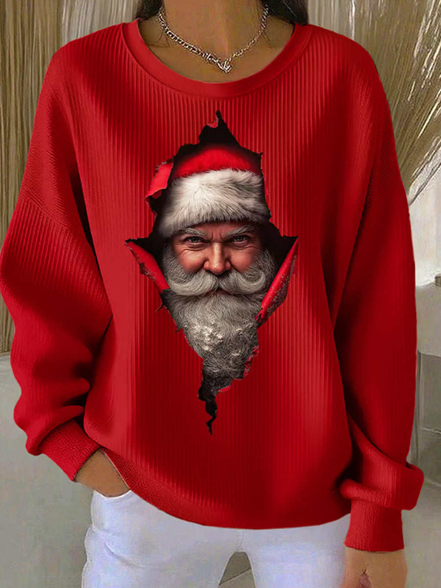 Γυναικεία Retro Χριστουγεννιάτικη τέχνη Εκτύπωση Καθαρό Φούτεργο