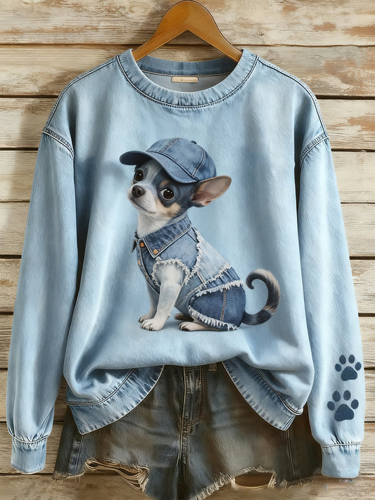 Γυναικείο Vintage Art ζώο Εκτύπωση Άνετο πλεκτό πουλόβερ πουλόβερ