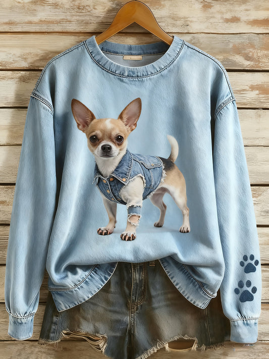 Γυναικείο Vintage Art ζώο Εκτύπωση Άνετο πλεκτό πουλόβερ πουλόβερ