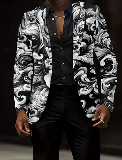 Ανδρικά Retro Τέχνη Εκτύπωση Casual Blazer εκτύπωσης