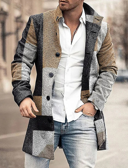 Ανδρική τέχνη εκτύπωση περιστασιακό μαλλί παλτό