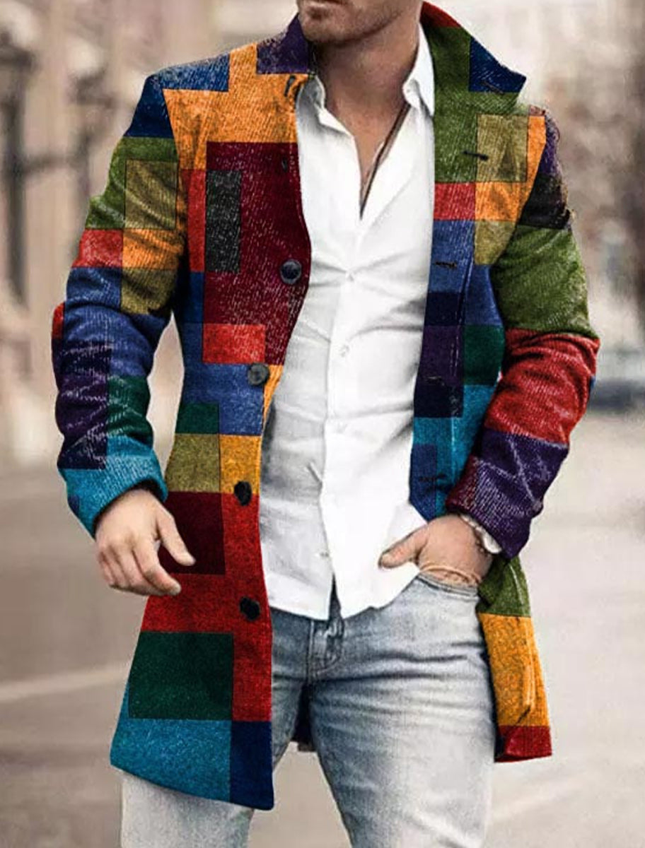 Ανδρική τέχνη εκτύπωση περιστασιακό μαλλί παλτό