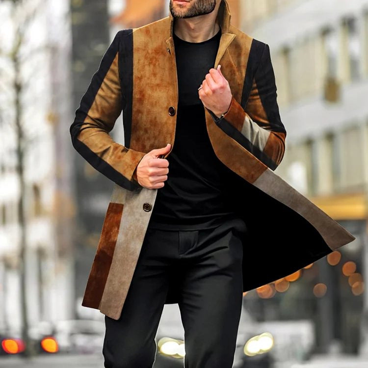 Ανδρική τέχνη εκτύπωση περιστασιακό μαλλί παλτό